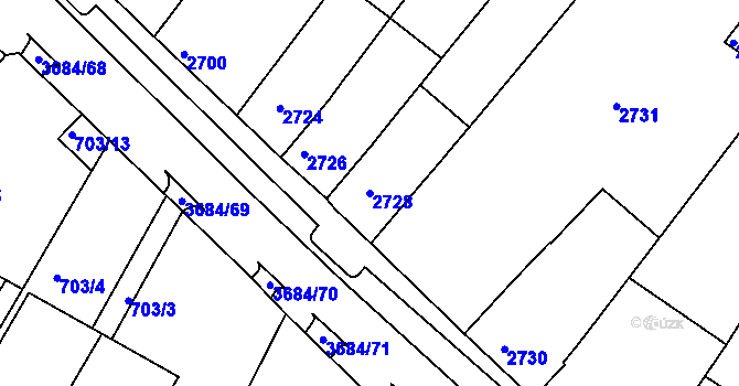 Parcela st. 2728 v KÚ České Budějovice 5, Katastrální mapa