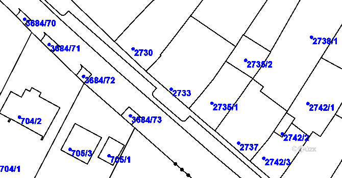 Parcela st. 2733 v KÚ České Budějovice 5, Katastrální mapa
