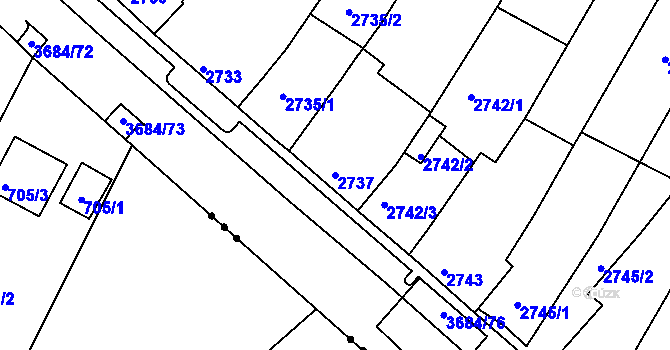 Parcela st. 2737 v KÚ České Budějovice 5, Katastrální mapa