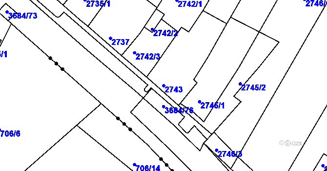 Parcela st. 2743 v KÚ České Budějovice 5, Katastrální mapa