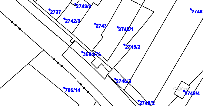 Parcela st. 2745 v KÚ České Budějovice 5, Katastrální mapa