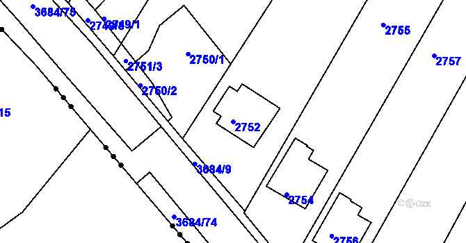 Parcela st. 2752 v KÚ České Budějovice 5, Katastrální mapa