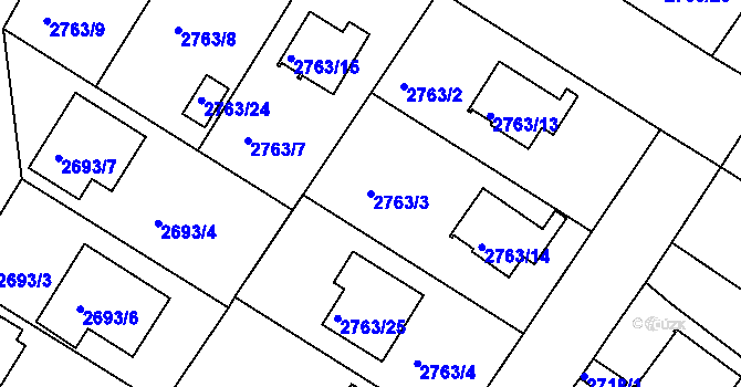 Parcela st. 2763/3 v KÚ České Budějovice 5, Katastrální mapa