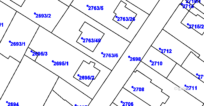 Parcela st. 2763/6 v KÚ České Budějovice 5, Katastrální mapa
