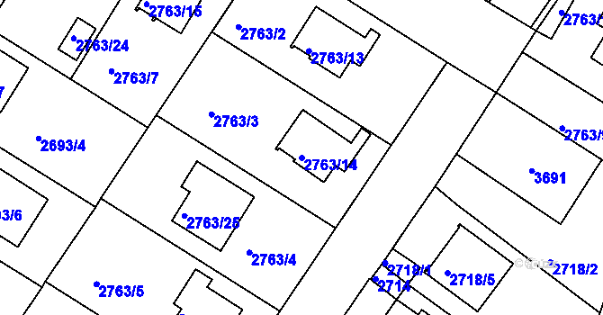Parcela st. 2763/14 v KÚ České Budějovice 5, Katastrální mapa