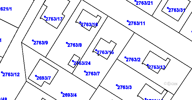 Parcela st. 2763/15 v KÚ České Budějovice 5, Katastrální mapa