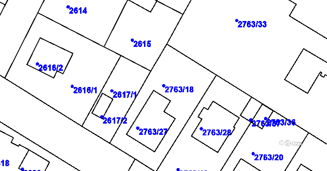 Parcela st. 2763/18 v KÚ České Budějovice 5, Katastrální mapa