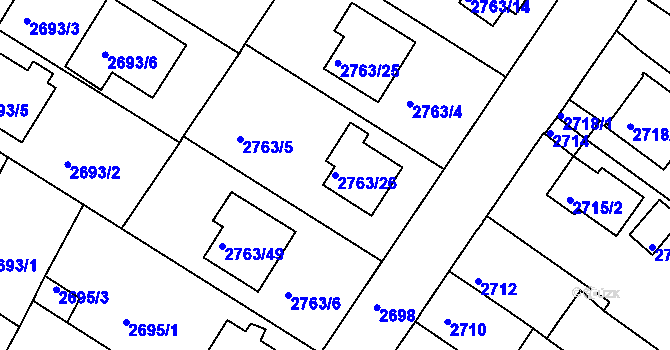 Parcela st. 2763/26 v KÚ České Budějovice 5, Katastrální mapa