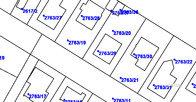 Parcela st. 2763/29 v KÚ České Budějovice 5, Katastrální mapa