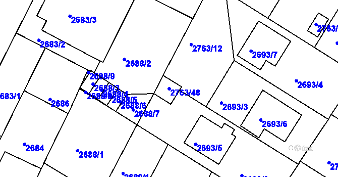 Parcela st. 2763/48 v KÚ České Budějovice 5, Katastrální mapa