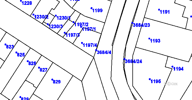 Parcela st. 3684/4 v KÚ České Budějovice 5, Katastrální mapa