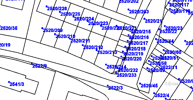 Parcela st. 2520/213 v KÚ České Budějovice 5, Katastrální mapa