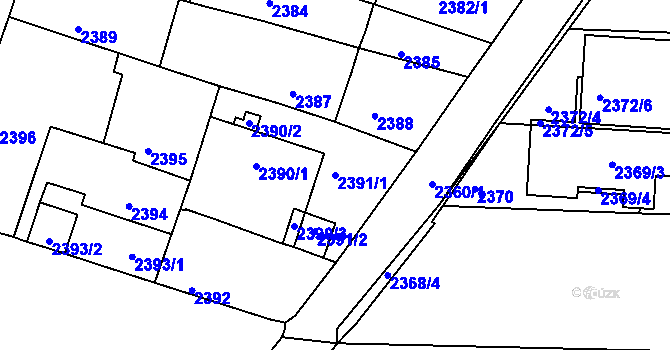 Parcela st. 2391/1 v KÚ České Budějovice 5, Katastrální mapa