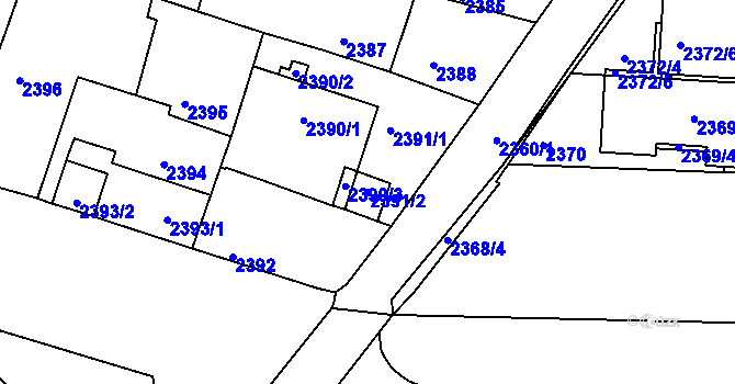 Parcela st. 2391/2 v KÚ České Budějovice 5, Katastrální mapa