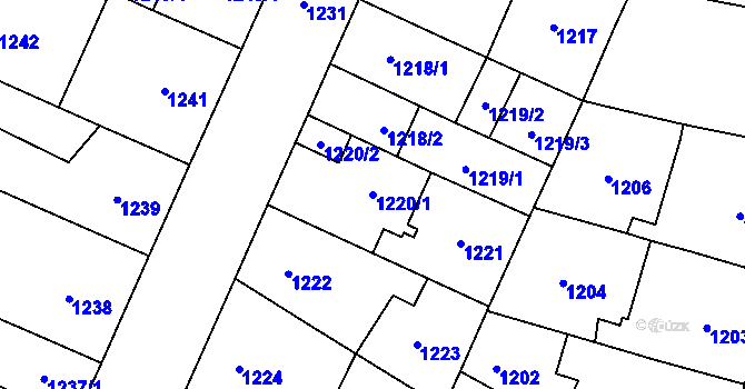 Parcela st. 1220/1 v KÚ České Budějovice 5, Katastrální mapa