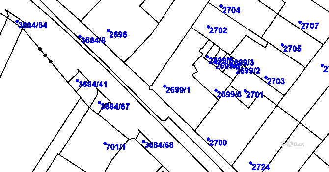 Parcela st. 2699/1 v KÚ České Budějovice 5, Katastrální mapa