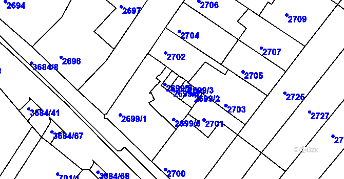 Parcela st. 2699/4 v KÚ České Budějovice 5, Katastrální mapa