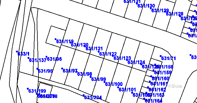 Parcela st. 631/122 v KÚ České Budějovice 5, Katastrální mapa