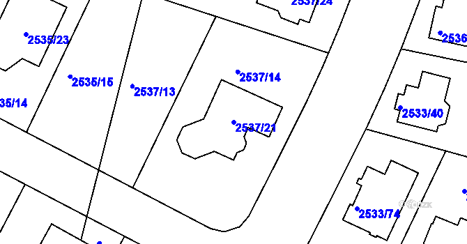 Parcela st. 2537/21 v KÚ České Budějovice 5, Katastrální mapa