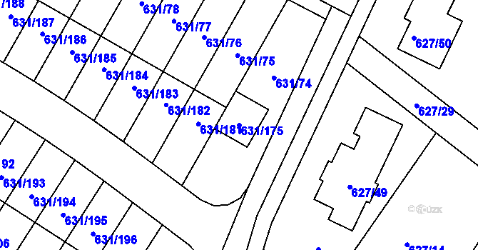Parcela st. 631/175 v KÚ České Budějovice 5, Katastrální mapa
