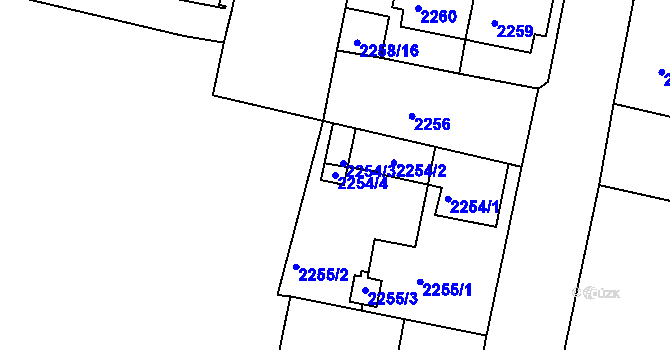 Parcela st. 2254/4 v KÚ České Budějovice 5, Katastrální mapa