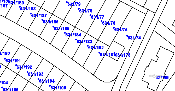 Parcela st. 631/182 v KÚ České Budějovice 5, Katastrální mapa