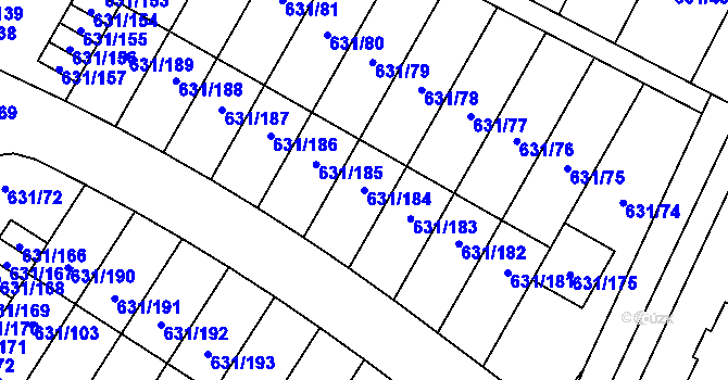 Parcela st. 631/184 v KÚ České Budějovice 5, Katastrální mapa