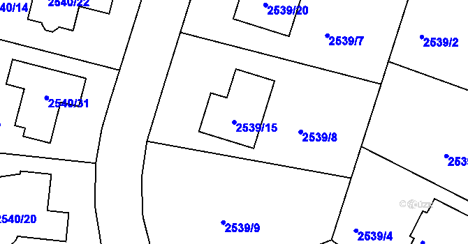 Parcela st. 2539/15 v KÚ České Budějovice 5, Katastrální mapa