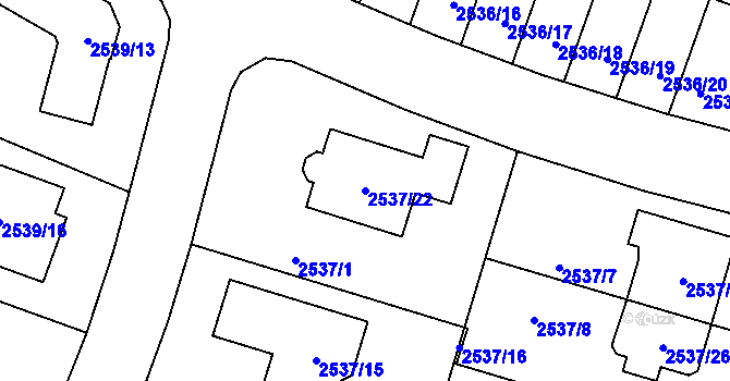 Parcela st. 2537/22 v KÚ České Budějovice 5, Katastrální mapa