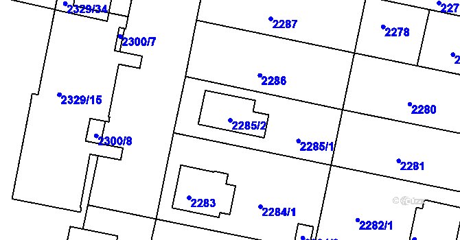 Parcela st. 2285/2 v KÚ České Budějovice 5, Katastrální mapa