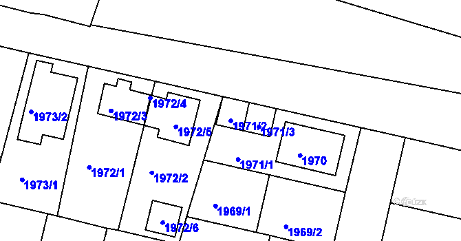 Parcela st. 1971/2 v KÚ České Budějovice 5, Katastrální mapa