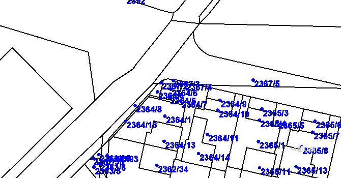Parcela st. 2364/6 v KÚ České Budějovice 5, Katastrální mapa
