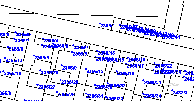 Parcela st. 2366/13 v KÚ České Budějovice 5, Katastrální mapa