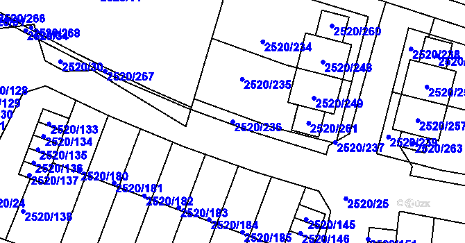 Parcela st. 2520/236 v KÚ České Budějovice 5, Katastrální mapa
