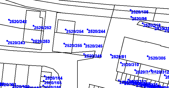 Parcela st. 2520/245 v KÚ České Budějovice 5, Katastrální mapa