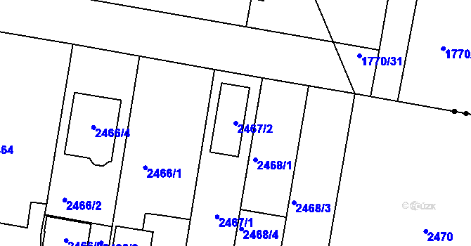Parcela st. 2467/2 v KÚ České Budějovice 5, Katastrální mapa