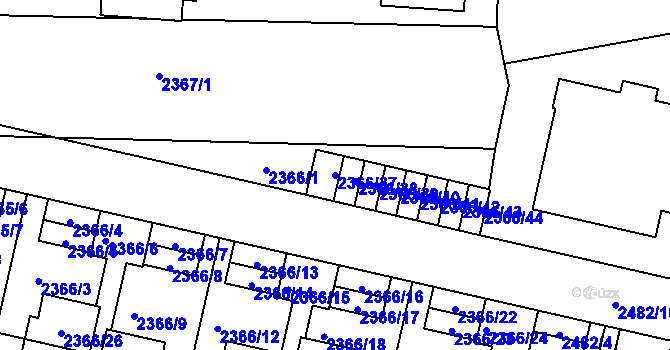 Parcela st. 2366/37 v KÚ České Budějovice 5, Katastrální mapa