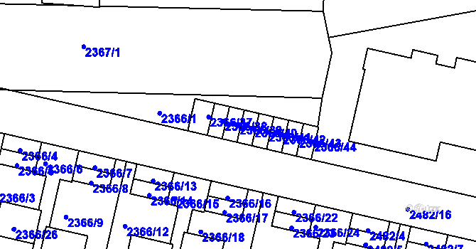 Parcela st. 2366/39 v KÚ České Budějovice 5, Katastrální mapa