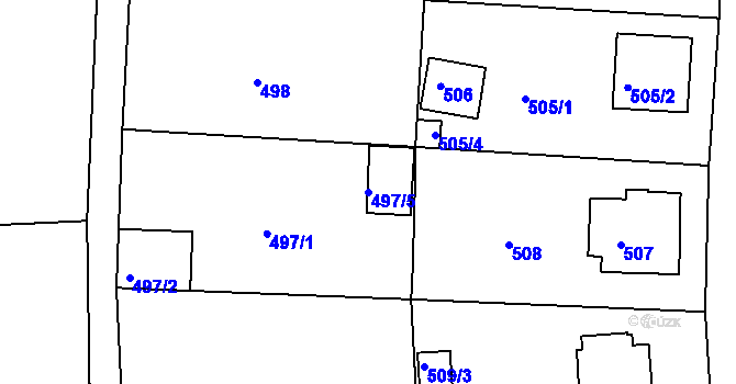 Parcela st. 497/5 v KÚ České Budějovice 5, Katastrální mapa