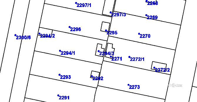 Parcela st. 2294/3 v KÚ České Budějovice 5, Katastrální mapa