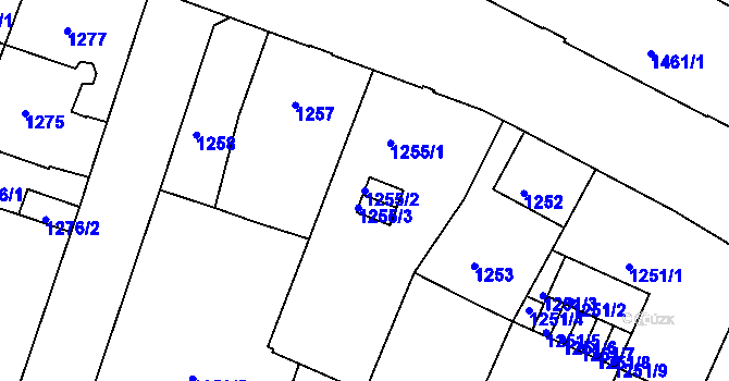 Parcela st. 1255/2 v KÚ České Budějovice 5, Katastrální mapa