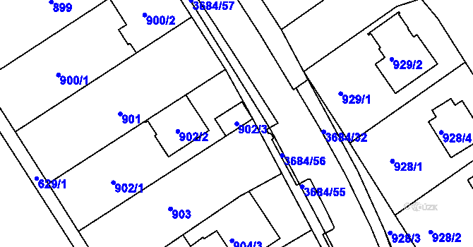 Parcela st. 902/3 v KÚ České Budějovice 5, Katastrální mapa