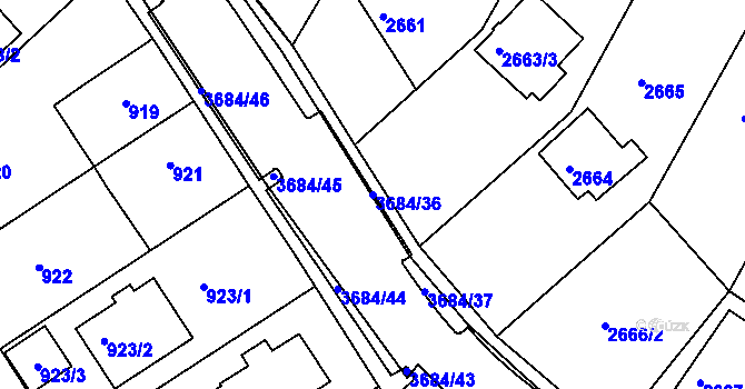 Parcela st. 3684/36 v KÚ České Budějovice 5, Katastrální mapa