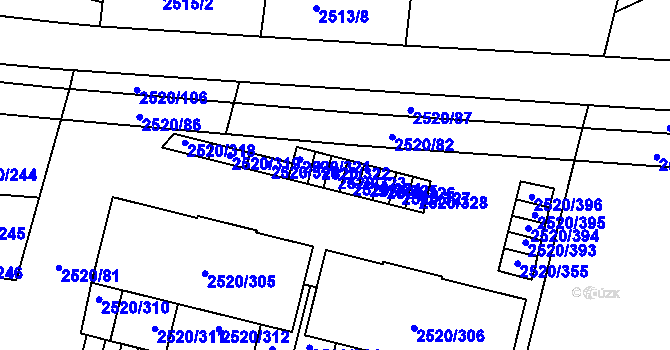Parcela st. 2520/323 v KÚ České Budějovice 5, Katastrální mapa