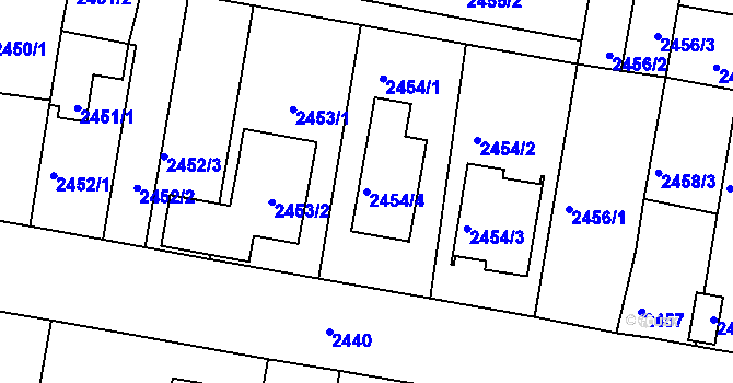 Parcela st. 2454/4 v KÚ České Budějovice 5, Katastrální mapa
