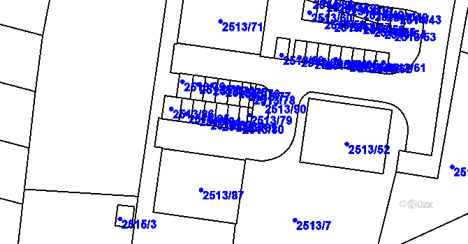 Parcela st. 2513/81 v KÚ České Budějovice 5, Katastrální mapa