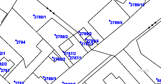 Parcela st. 2787/3 v KÚ České Budějovice 5, Katastrální mapa