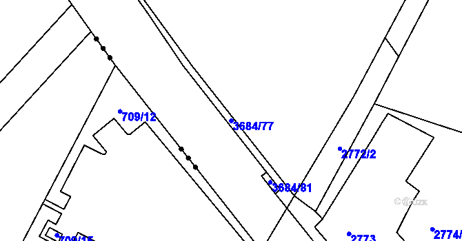 Parcela st. 3684/77 v KÚ České Budějovice 5, Katastrální mapa