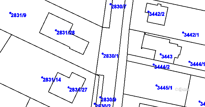 Parcela st. 2830/1 v KÚ Dobrá Voda u Českých Budějovic, Katastrální mapa