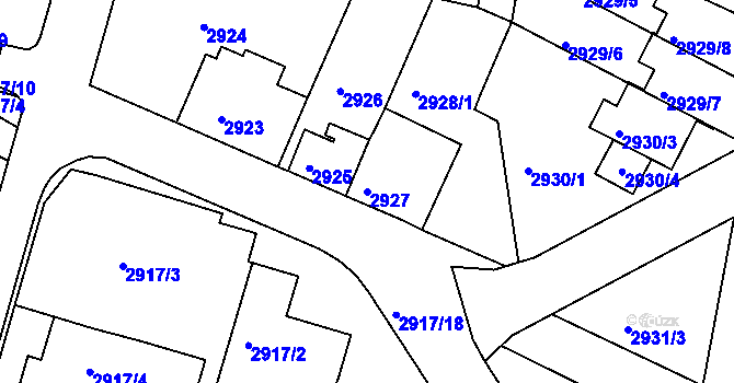 Parcela st. 2927 v KÚ Dobrá Voda u Českých Budějovic, Katastrální mapa